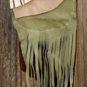 Medicine Bag, Leather Pouch, Lapiz Lazuli, Earthy, Tribal Jewellery, Festival Bag, Olive Green image 1