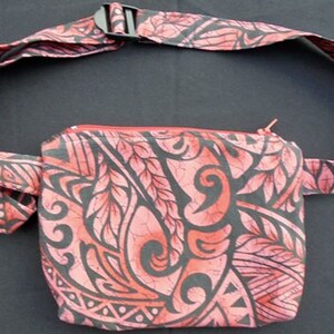 Money Belt, Red, Black, Tribal Print, Bum Bag, Adjustable, Wallet