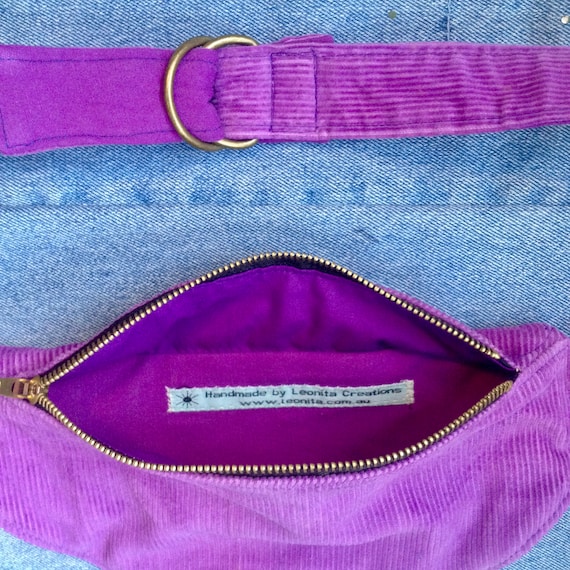 Money Belt Bum Bag Purple Corduroy Fanny Pack Etsy Singapore