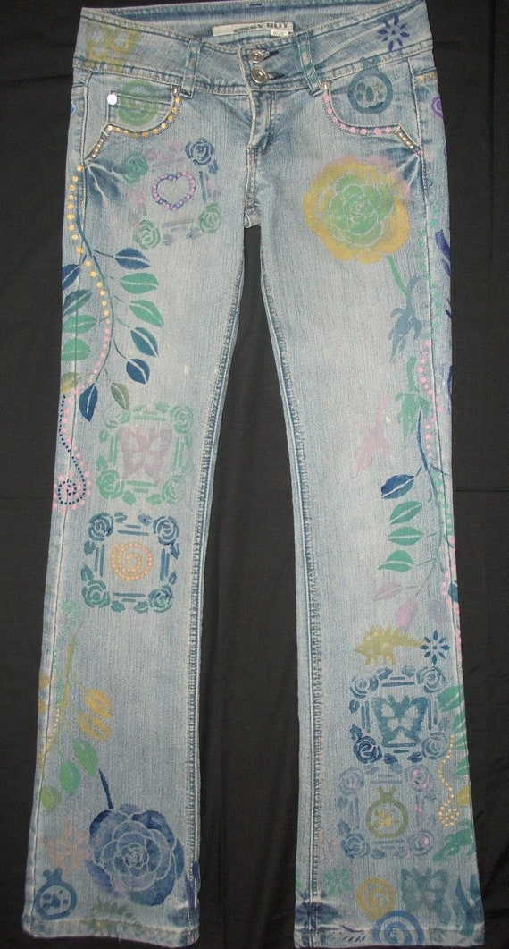 Hand Painted Jeans Wearable Art Upcycled Jeans AU | Etsy