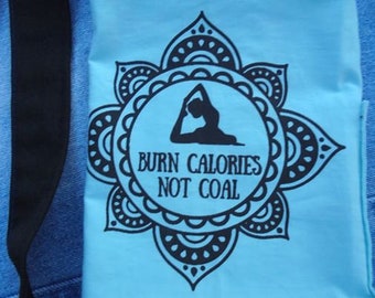 Blue Water Bottle Carry Bag, Yoga Design