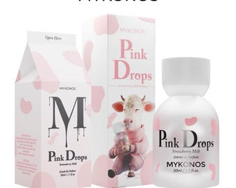 Mykonos Pink Drops Extrait de Parfum - Hochwertige Duftversorgung für Geschenkkuratierung & Duftprojekte - Erdbeermilchduft 50ml