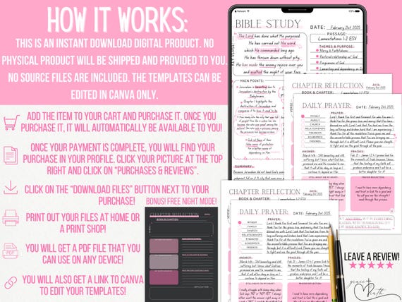 Digital Bible Study, Printable Bible Template, Bible Summary, SOAP Prayer Journal, Faith Reflection, GoodNotes Notability, Canva Editable
