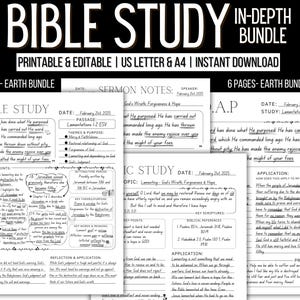 Studio biblico digitale, modello di Bibbia stampabile, riassunto della Bibbia, diario di preghiera SOAP, riflessione sulla fede, notabilità di GoodNotes, modificabile da Canva