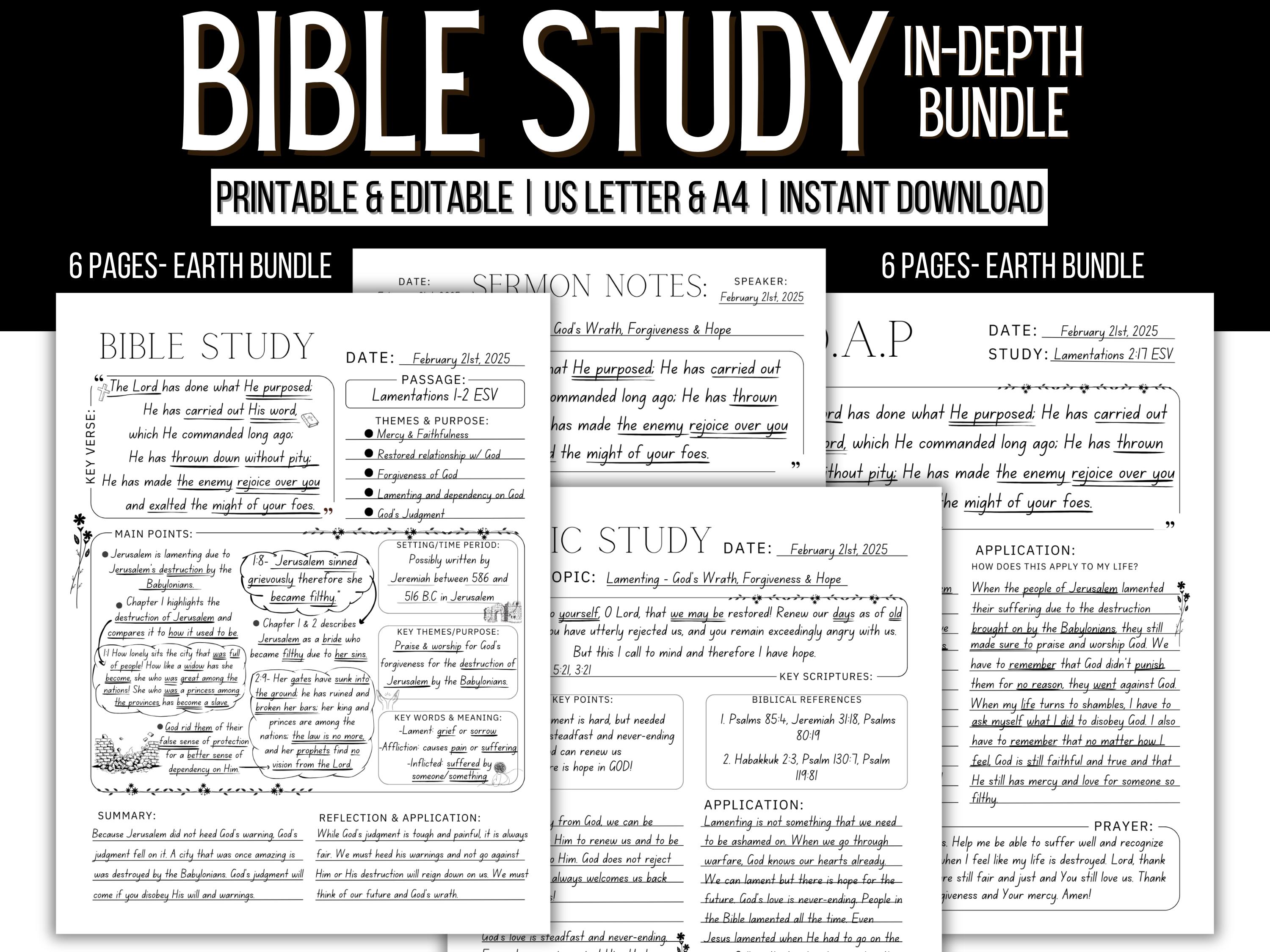 Digital Bible Study, Printable Bible Template, Bible Summary, SOAP Prayer Journal, Faith Reflection, GoodNotes Notability, Canva Editable