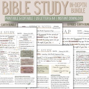 Studio biblico digitale, modello di Bibbia stampabile, riassunto della Bibbia, diario di preghiera SOAP, riflessione sulla fede, notabilità di GoodNotes, modificabile da Canva