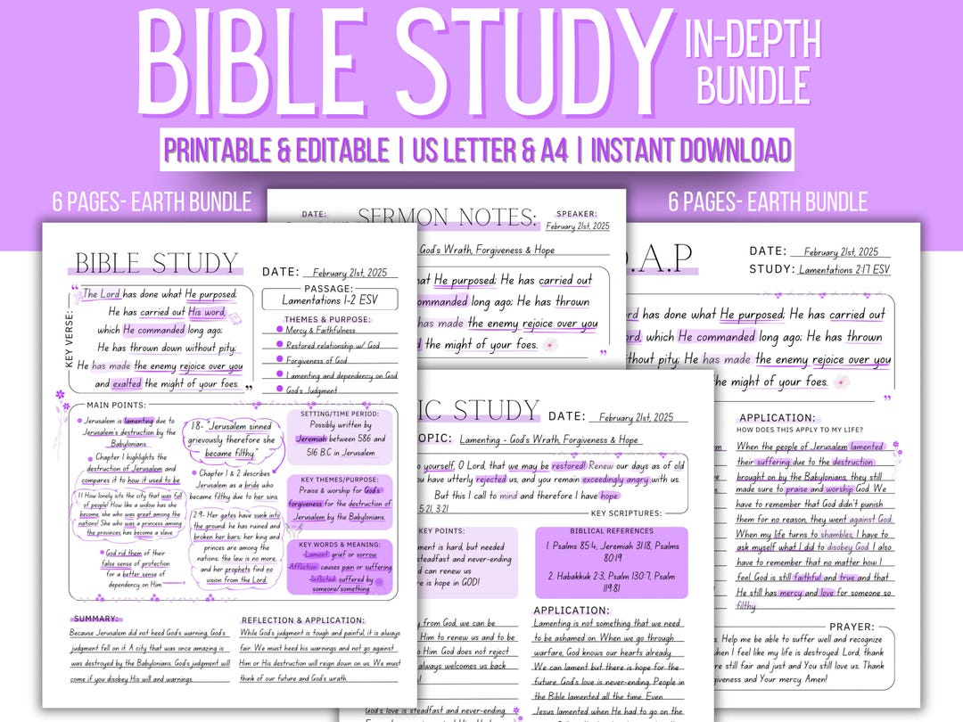 Digital Bible Study, Printable Bible Template, Bible Summary, SOAP ...