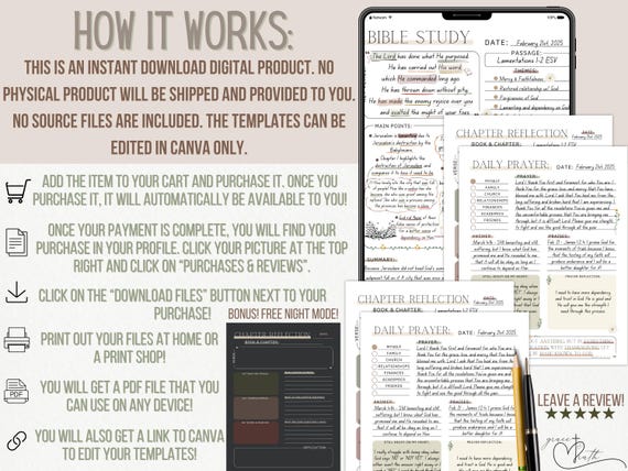 Digital Bible Study, Printable Bible Template, Bible Summary, SOAP Prayer Journal, Faith Reflection, GoodNotes Notability, Canva Editable