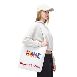 4th Of July Tote Bag, Independence Day Shoulder Bag, Patriotic Beach Tote, Red White Blue Shopping Bag, American Flag Grocery Bag