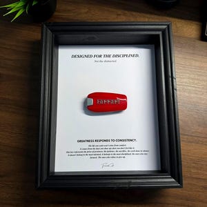 Motivational Ferrari Key Frame by FramedCash | Designed for the Disciplined Collection | 25x20cm Wall Décor