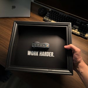 Porsche Key Frame – WORK HARDER Frame by FramedCash | Motivational Wall Art Home decor|  (20x25cm) |