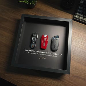 Supercar Trinity Frame by FramedCash | Porsche Ferrari Lamborghini Keys | Luxury Home Wall Decór | Luxury Car keys 25x25cm