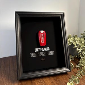 Stay Focused Ferrari Key Frame by FramedCash | Motivational Wall Art | 25x20cm Luxury Car Decor for Entrepreneurs