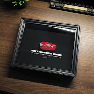 Ferrari Key Frame by FramedCash | In Case of Overnight Success, Break Glass | (20x25cm) | Luxury Decór Frame Wall Art