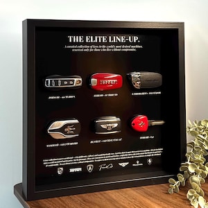 The Elite Line-Up Key Frame by FramedCash | 35x35cm Luxury Supercar Keys Display | High-End Limited Edition Wall Art Décor.