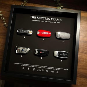 The Success Frame by FramedCash | Luxury Car Keys Wall Art Decór | Ferrari, Porsche, Lamborghini, Audi, BMW, Mercedes Keys | 35x35cm LIMITED