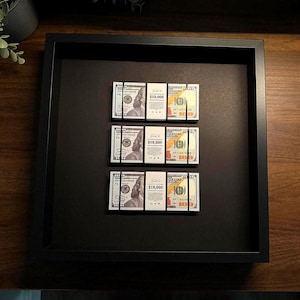 Triple Dollar Stack Frame by FramedCash | 35x35cm Luxury Money Wall Art | Statement Décor