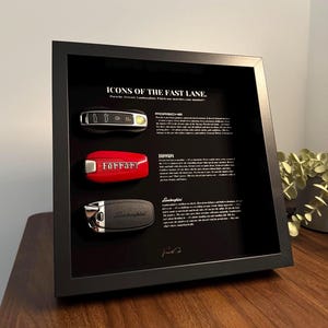 Icons of the Fast Lane by FramedCash | Porsche, Ferrari & Lamborghini Key Wall Frame | 25x25cm Motivational Decor for Car Lovers