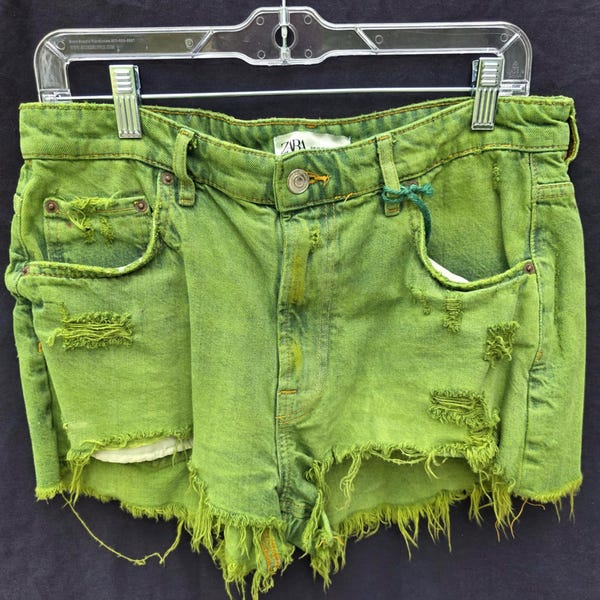Trashy Acid Lime Zara Hand-Dyed Denim Shorts -Sz 8