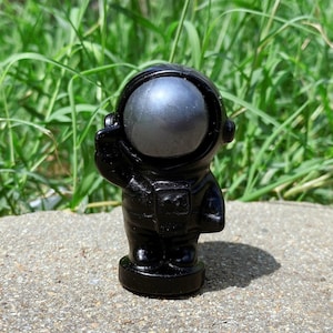 2.2" Natural obsidian spaceman, Quartz crystal astronaut,Home Decoration,Crystal Energy,mineral specimen,Crystal healing, 1PC