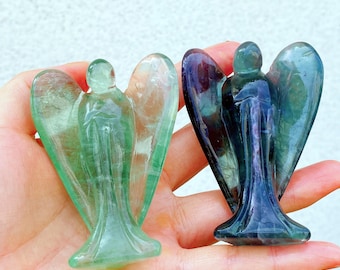 Green Fluorite Angel Sculpture: Crystal Healing, Home Decor