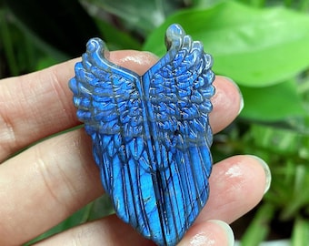 Ala d'angelo in labradorite intagliata: cristallo energetico naturale, arredamento per la casa