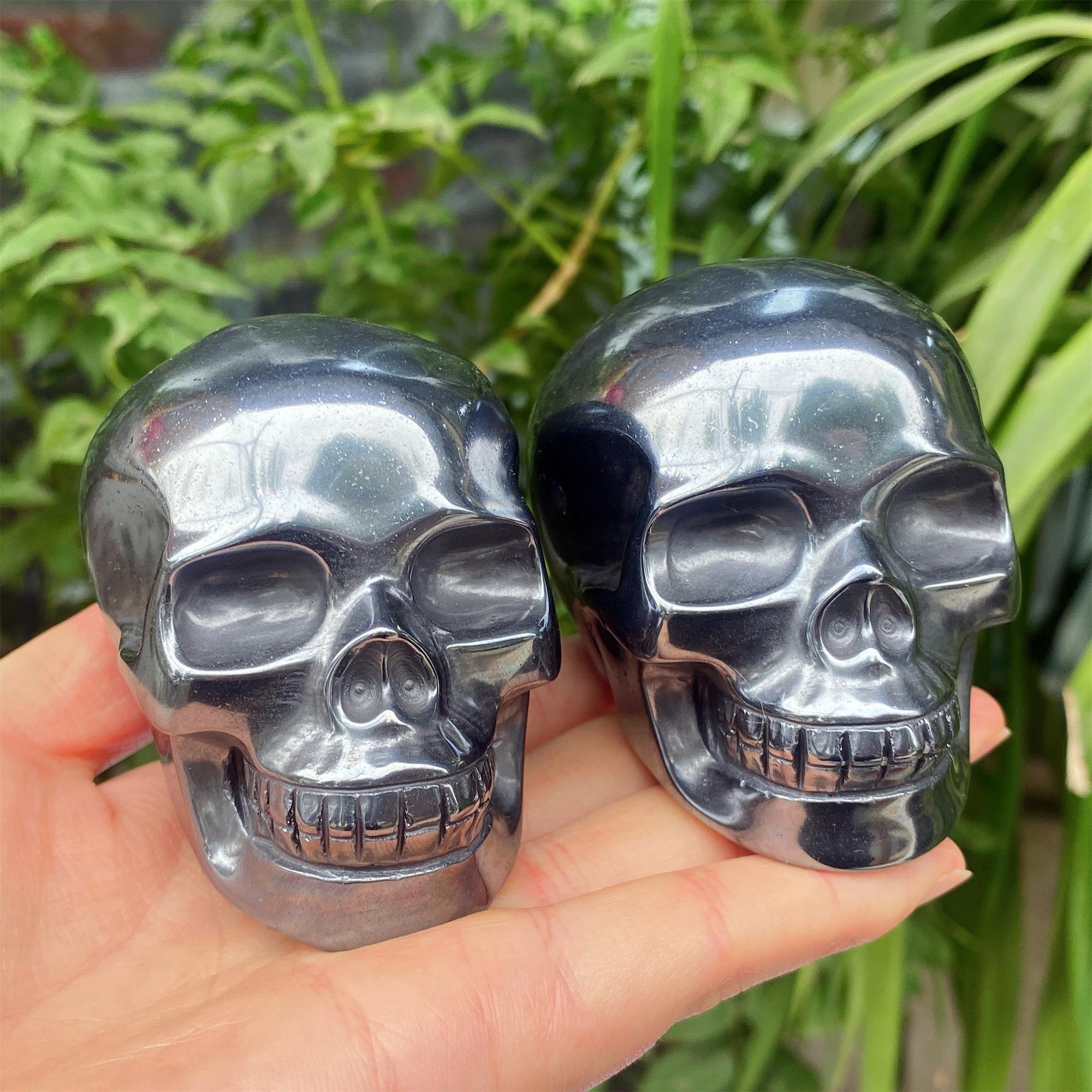 Hand Carved Hematite Crystal Skull, Mineral Specimen (3.3 Inch) - Etsy