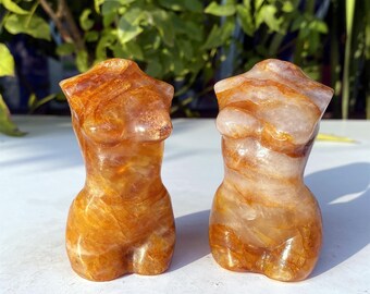 Hand Flame quartz female model,Crystal model Sculpture,mineral specimen,healing,1PC
