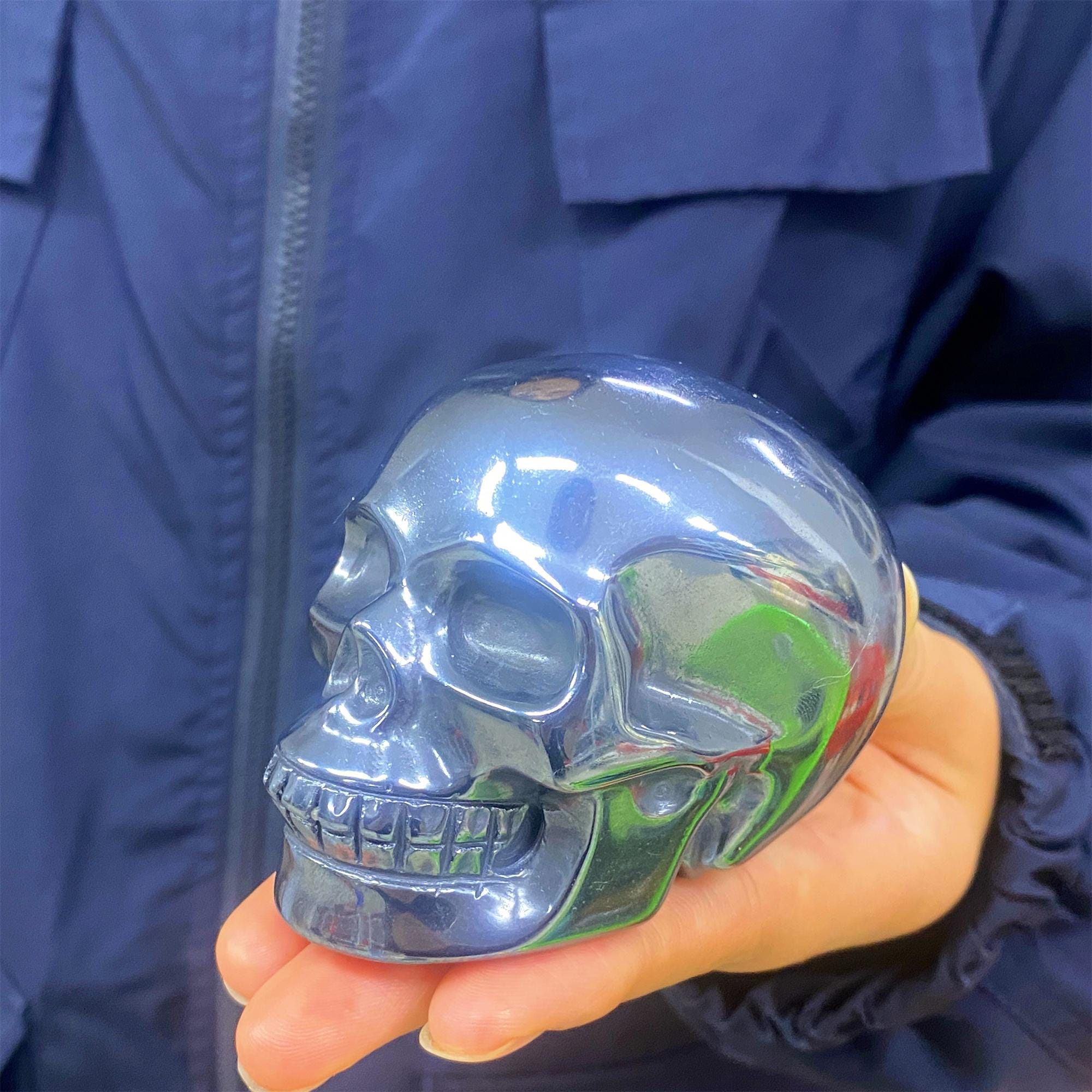 Hand Carved Hematite Crystal Skull, Mineral Specimen (3.3 Inch) - Etsy