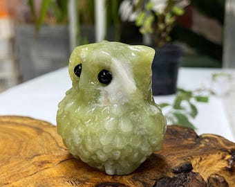 天然水晶フクロウ彫刻：手作り鉱物標本、1.6インチ - Etsy 日本