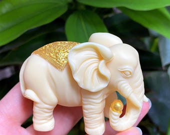 木彫りの象の置物：2体1組 - Etsy 日本