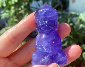 Buddha di cristallo intagliato a mano: pietra curativa in quarzo naturale