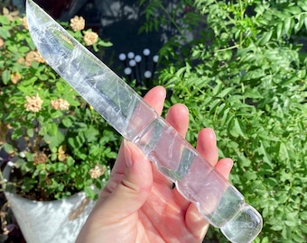 8.2" Natural Clear Quartz Knife,Quartz Crystal Knife Carving,Halloween Gifts,Mineral Specimen，Crystal healing,Crystal gifts 1PC