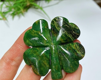 Emerald Jasper Four Leaf Clover: Crystal Healing Stone, Home Decor