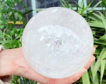 Natural Clear Quartz Sphere, Crystal Energy Ball, Home Decor (10.5CM+)