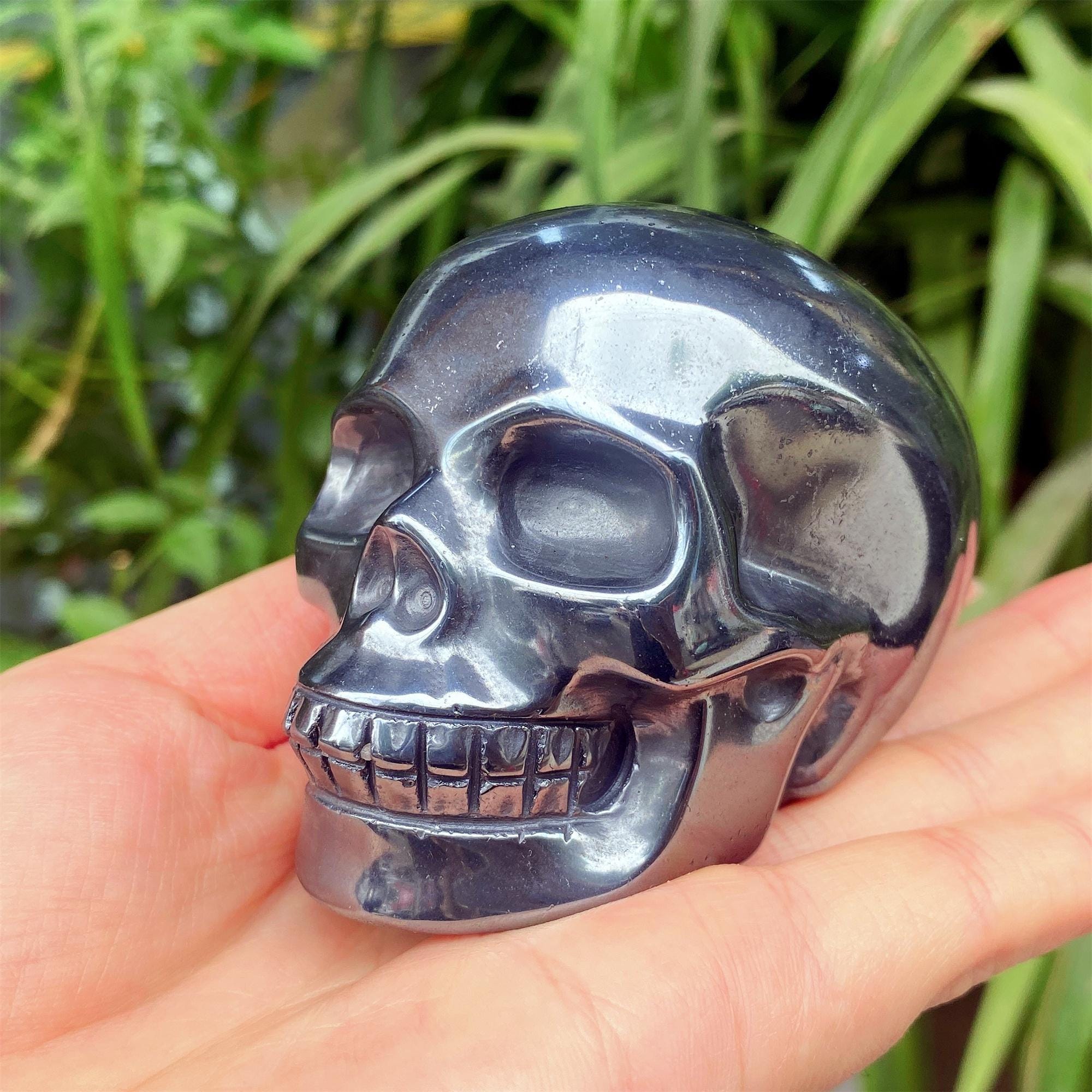 Hand Carved Hematite Crystal Skull, Mineral Specimen (3.3 Inch) - Etsy