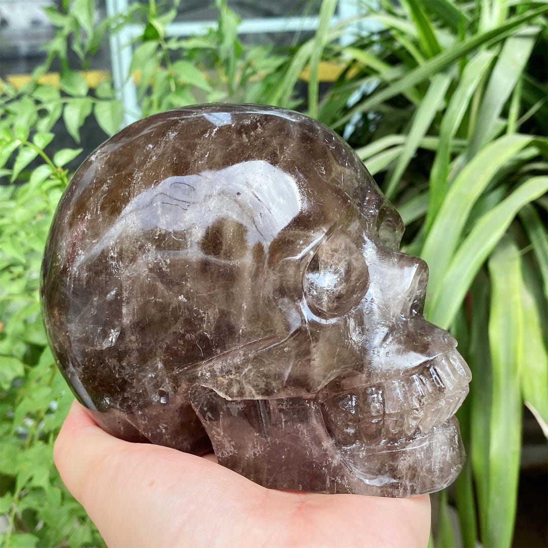 Hand Carved Smoky Quartz Crystal Skull Decor (5.1'') - Etsy