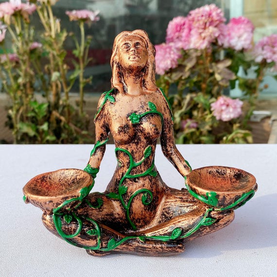 Mother Earth Resin Sculpture ,Rose Gold Goddess Gaia Stature 4.5"