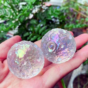 1.6'' Electroplate Rainbow Melting Moon carving，Quartz crystal Moon ,Divination,Mineral Specimen,Crystal Sculpture,Crystal Energy 1PC