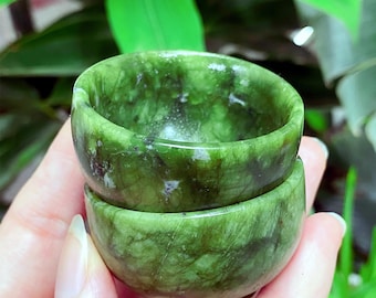 Hand Carved Green Jade Bowl: Natural Crystal Healing, 2 inch