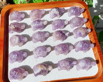 Hand Carved dream amethyst Sea Turtle ， Crystal Healing Stone