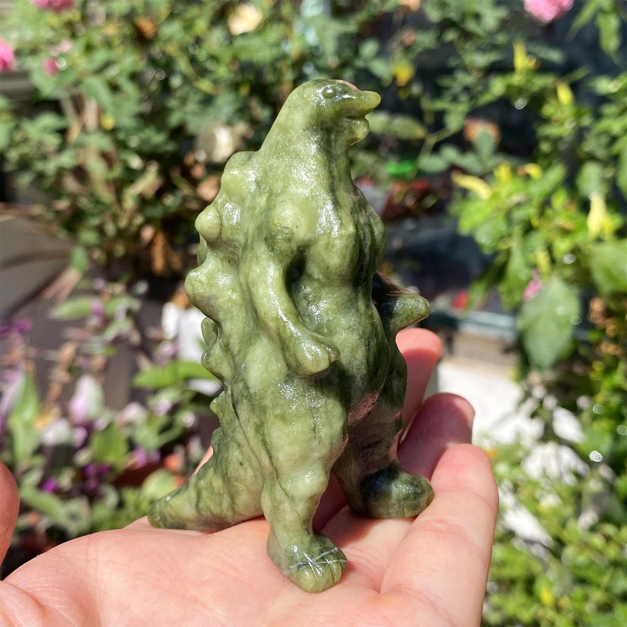 Yooperlite /green Jade Godzilla Sculpture: Natural Quartz Crystal
