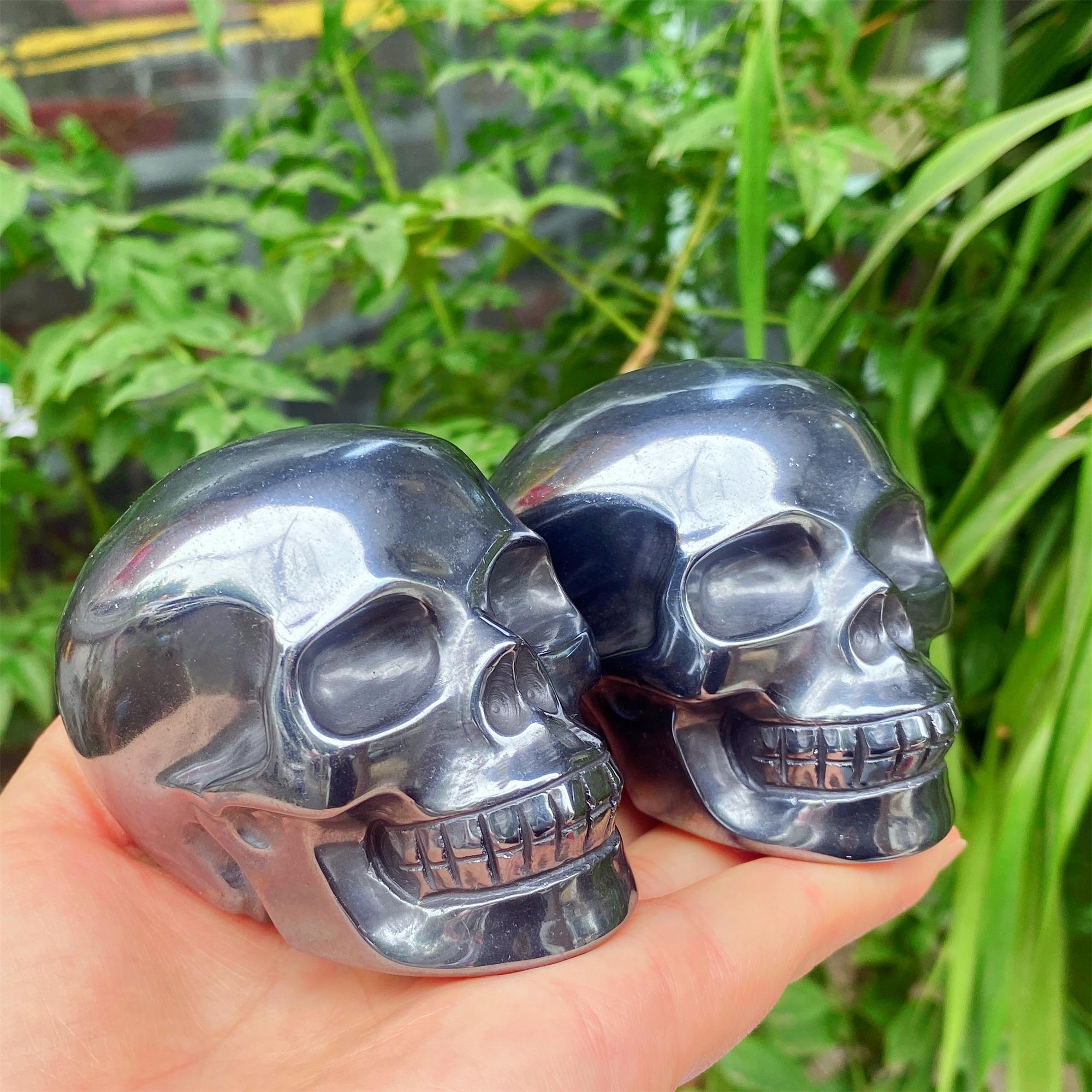 Hand Carved Hematite Crystal Skull, Mineral Specimen (3.3 Inch) - Etsy