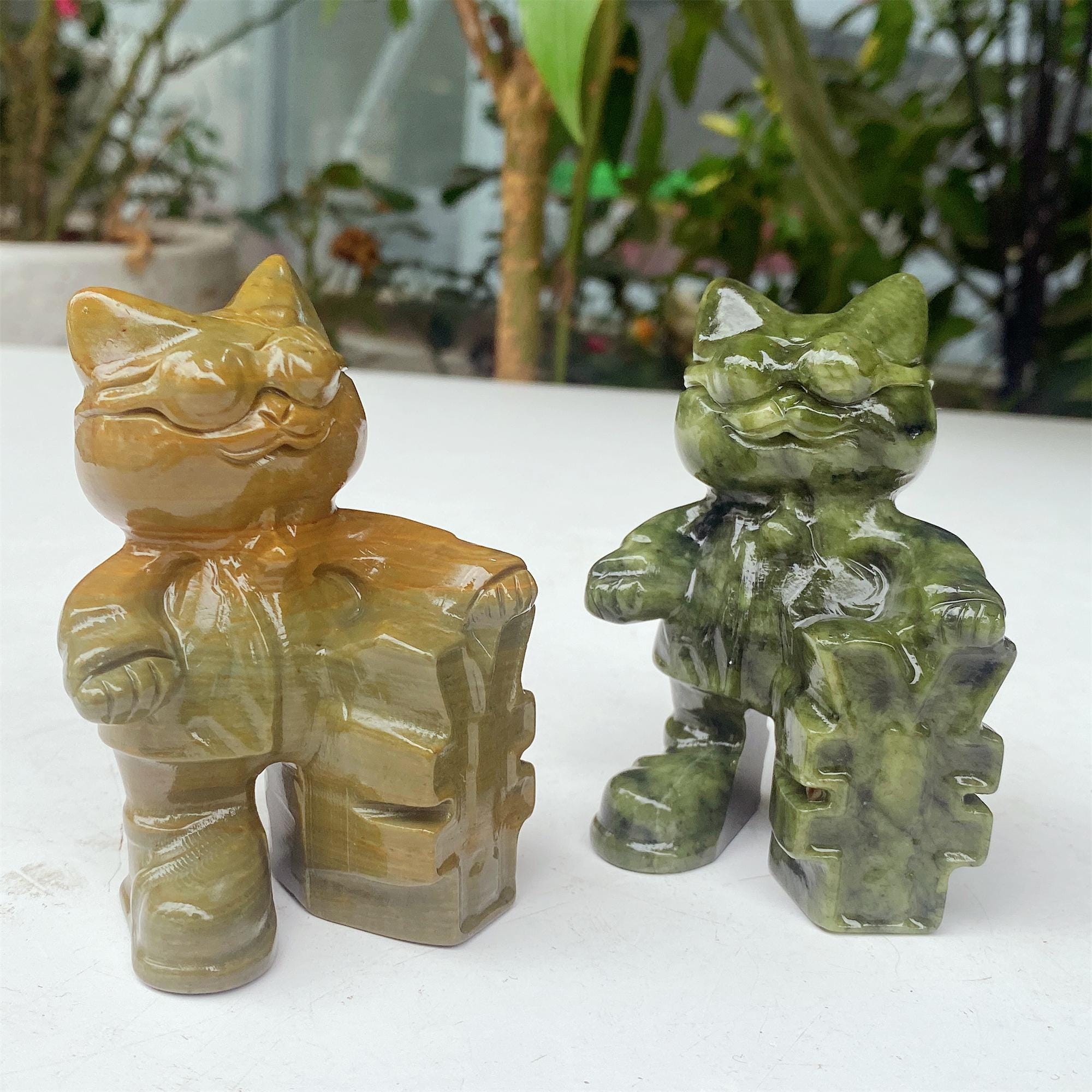 天然石　ピカソジャスパー　猫ちゃん　カービング　約113g⭐️2914 Hand Carved Songhua Jasper Cat: Green Jade Cat，quartz Healing