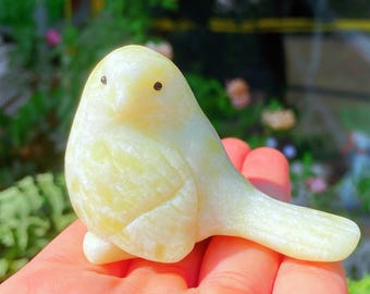 Handskuren Xiu Jade Fågel: Naturlig Kristall Healing Dekor