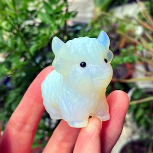2 &#39;&#39;weiße Opalith Quarz Kuh,Kristall Kuh,Kristall Tier,Kuh Skulptur,Wohndekoration,Mineralien,Kristallheilung, 1PC