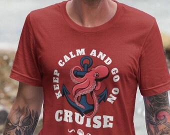 Sail the Seas in Style with this Octopus Crewneck Tee,Octopus Lover's Delight,Summer Ready, Beach Chic Tee, Nautical Octopus Tee,