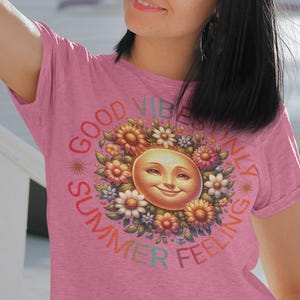 Positive Vibes Summer Tee for Sun Lovers - Festival-Ready and Comfy, Perfect Gift Idea, Ideal for Festivals and Casual Wear,