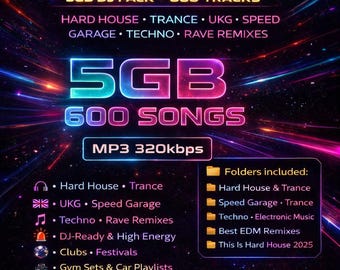 Hard House music Collection 5GB DJ Pack | 600 Tracks | MP3 320Kbps