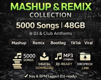 Ultieme mashup- en remixcollectie – 5000 nummers | 48 GB | DJ- en clubliederen